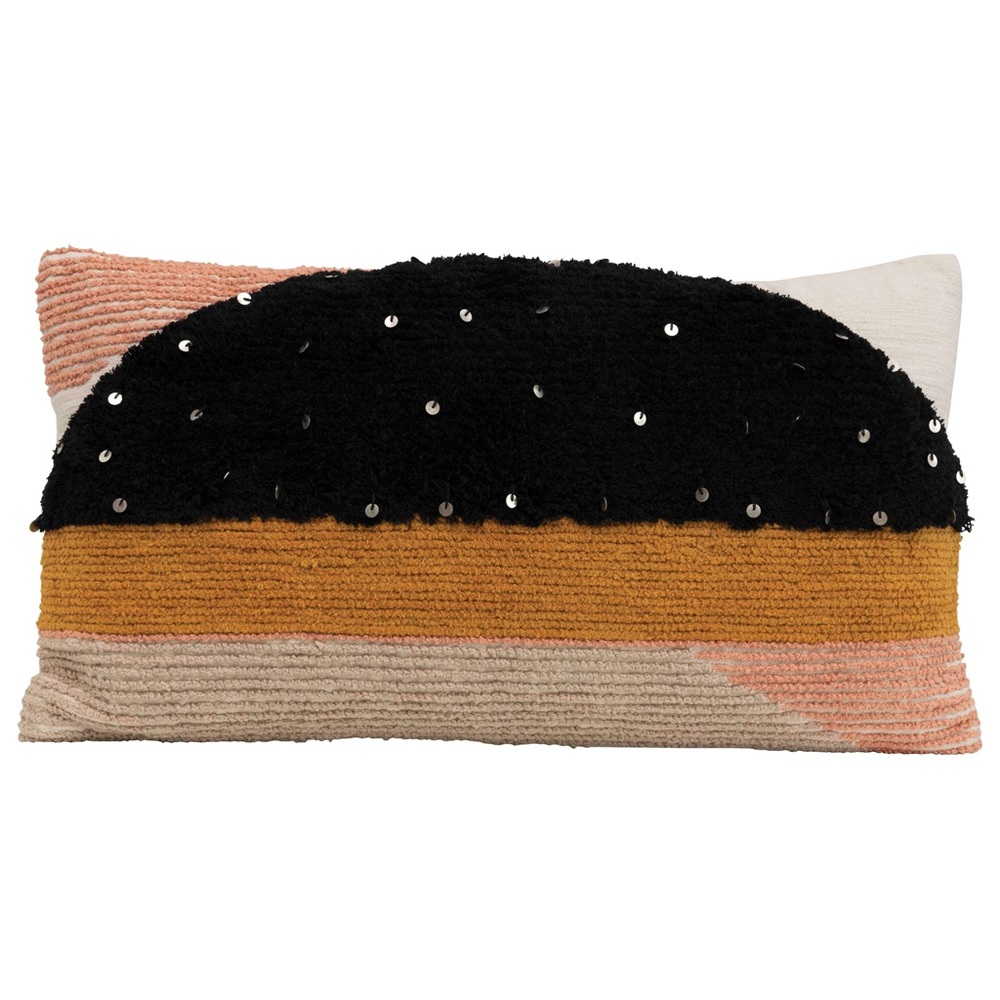 Creative Co op 28" x 16" Cotton Lumbar Pillow with Sequins